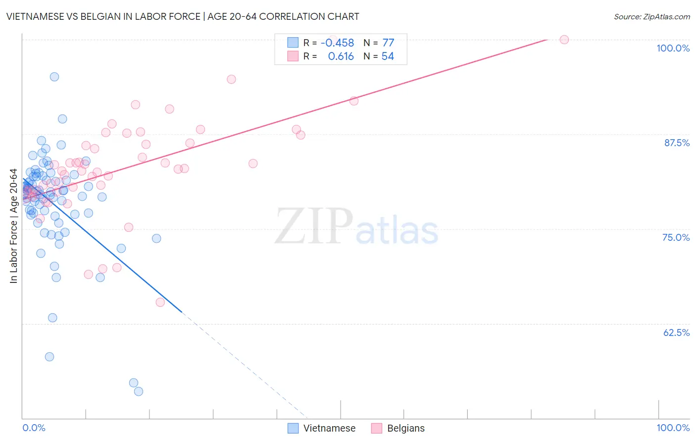 Vietnamese vs Belgian In Labor Force | Age 20-64