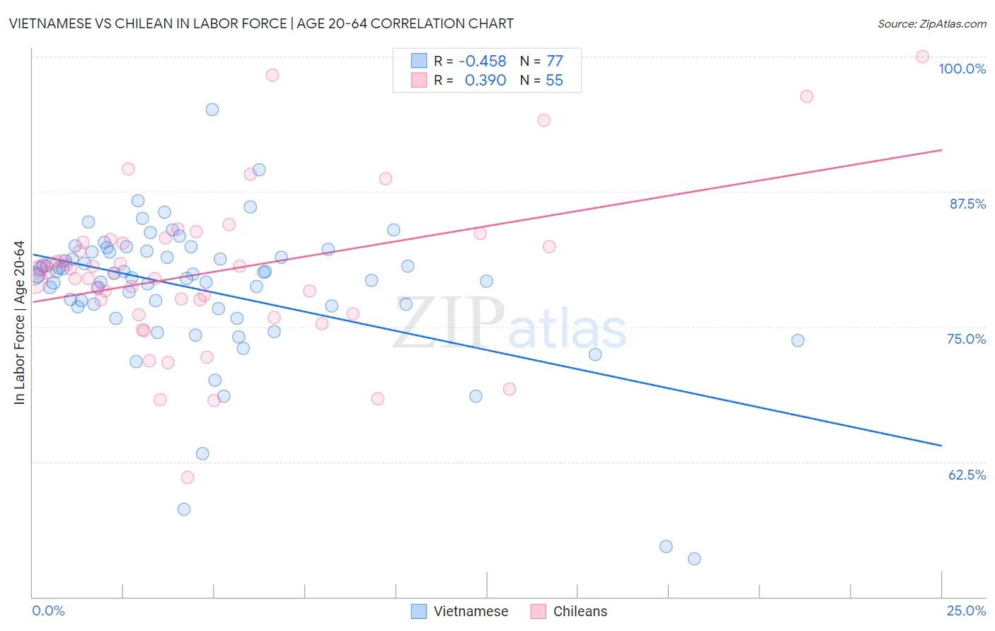 Vietnamese vs Chilean In Labor Force | Age 20-64