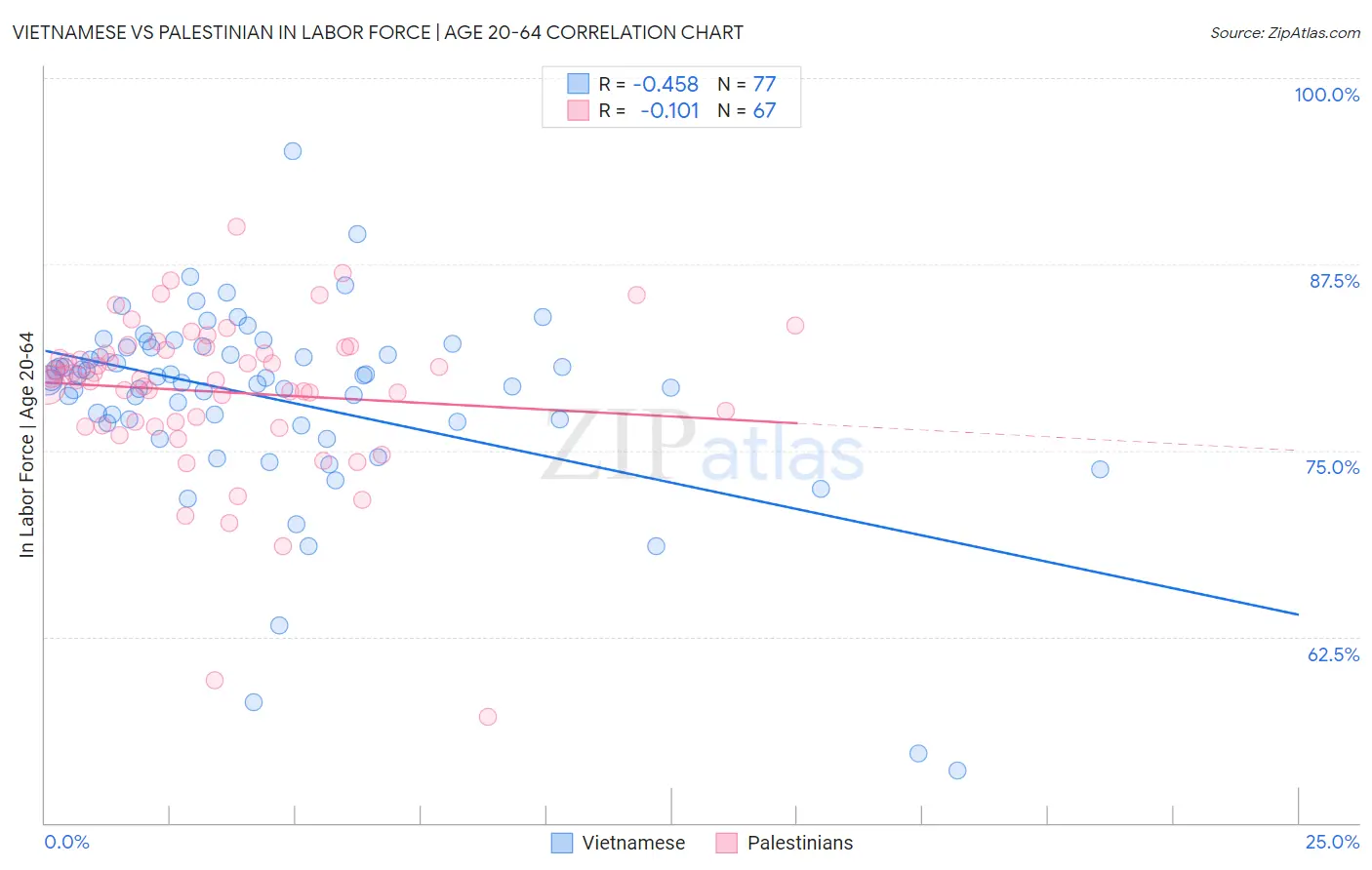 Vietnamese vs Palestinian In Labor Force | Age 20-64