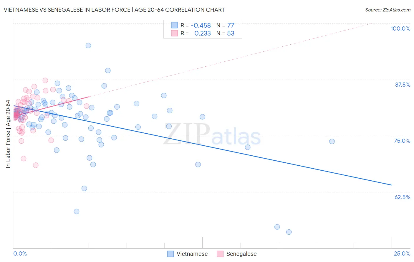 Vietnamese vs Senegalese In Labor Force | Age 20-64