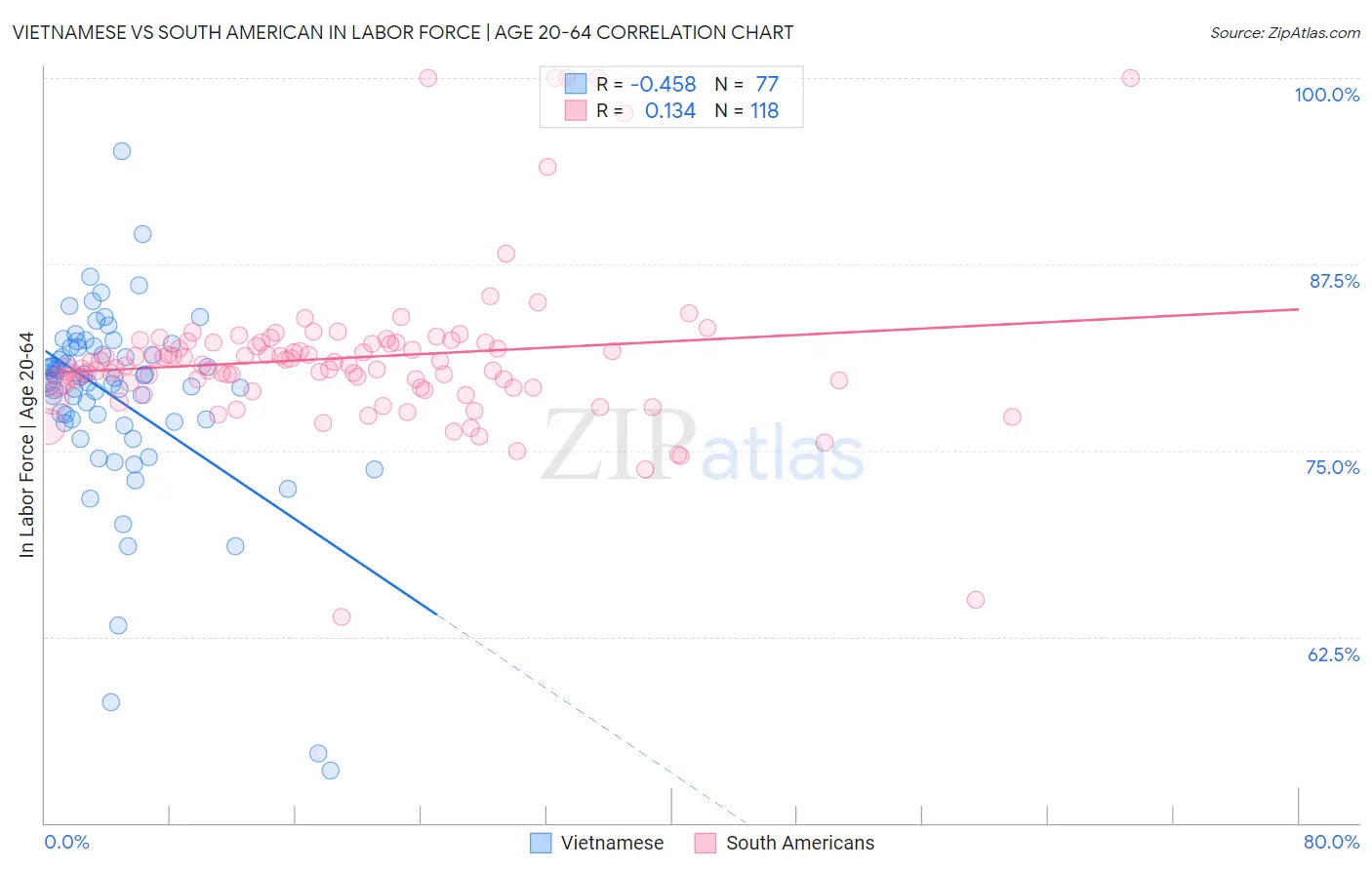 Vietnamese vs South American In Labor Force | Age 20-64