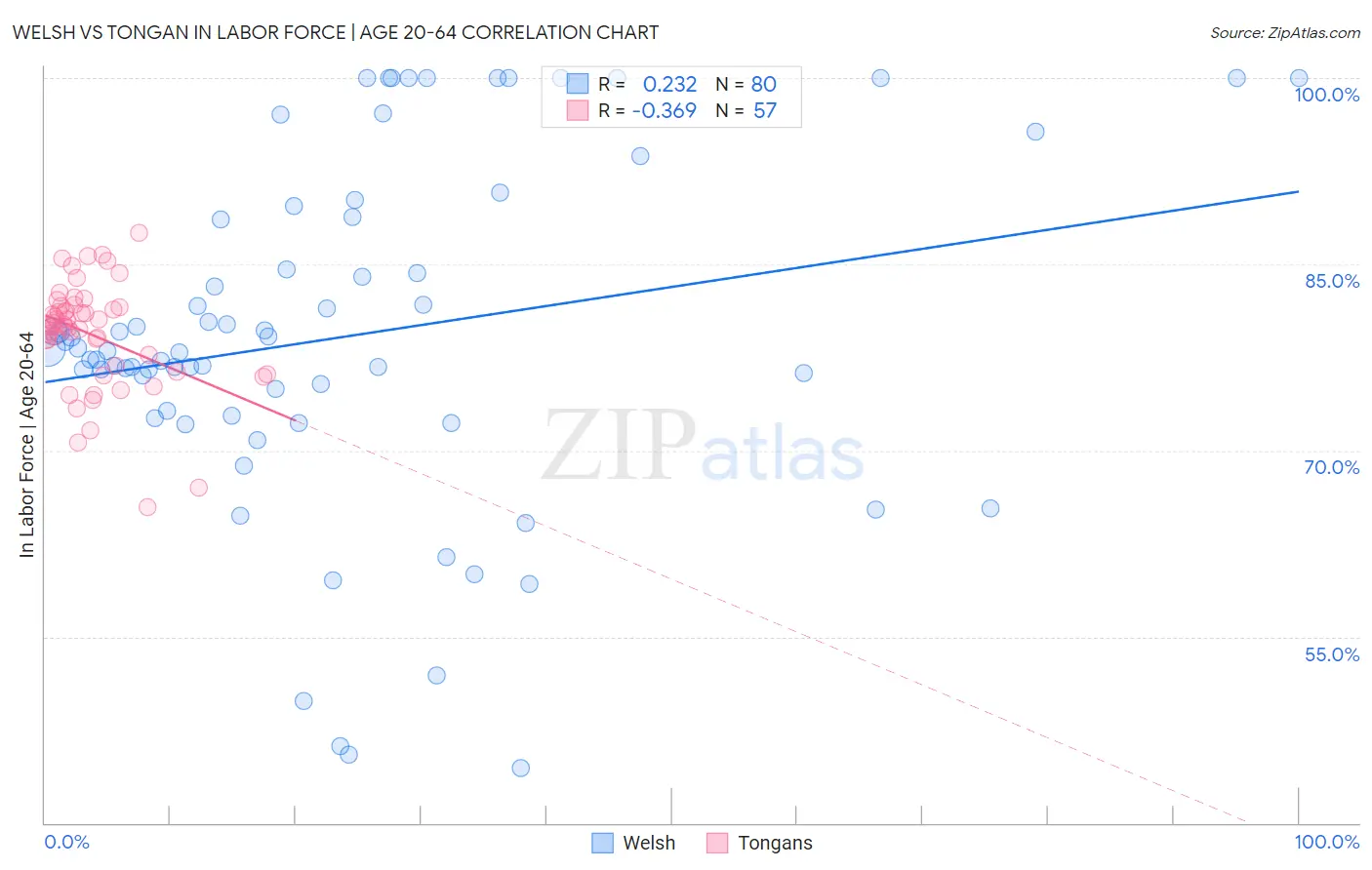 Welsh vs Tongan In Labor Force | Age 20-64