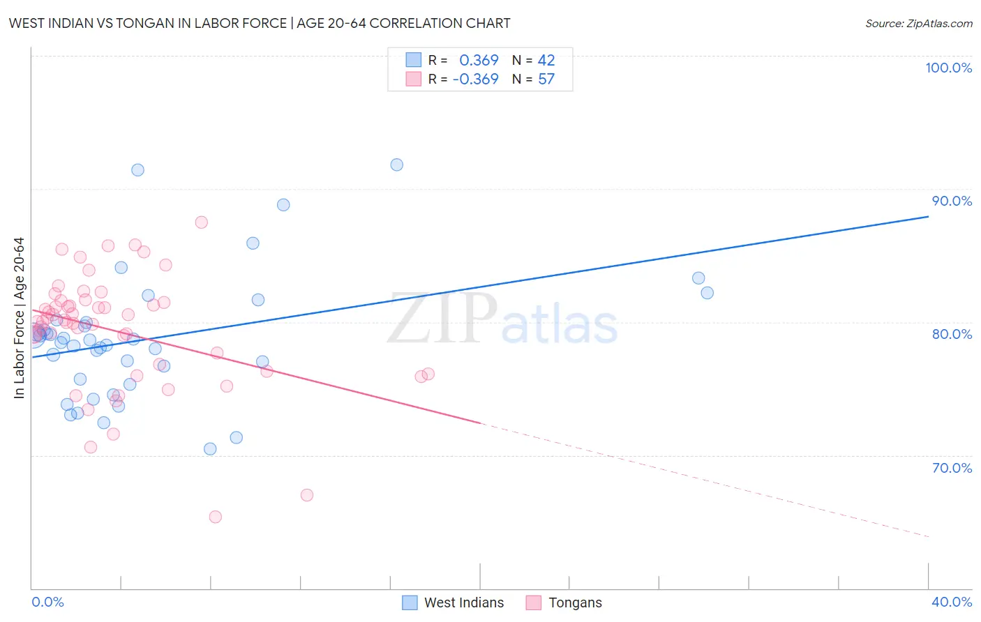 West Indian vs Tongan In Labor Force | Age 20-64