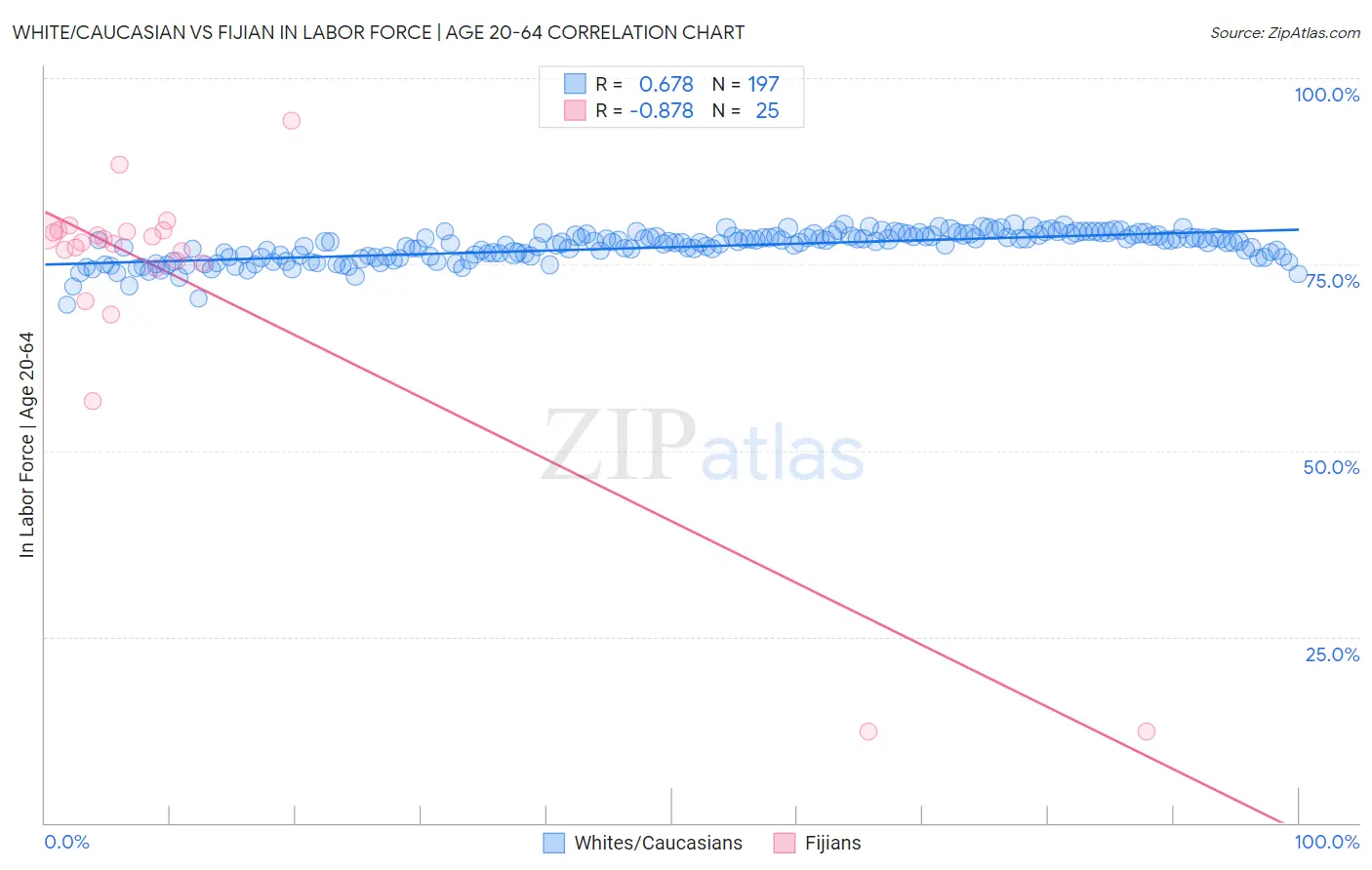 White/Caucasian vs Fijian In Labor Force | Age 20-64