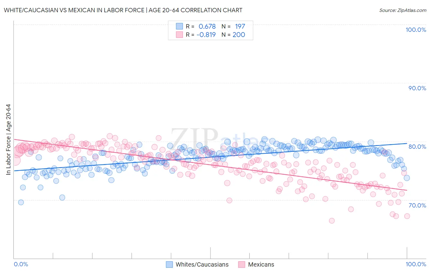 White/Caucasian vs Mexican In Labor Force | Age 20-64