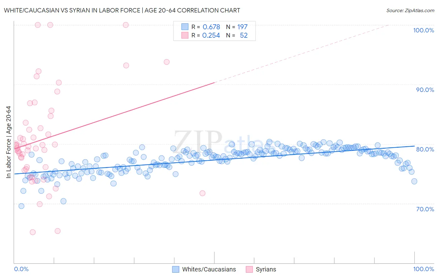 White/Caucasian vs Syrian In Labor Force | Age 20-64