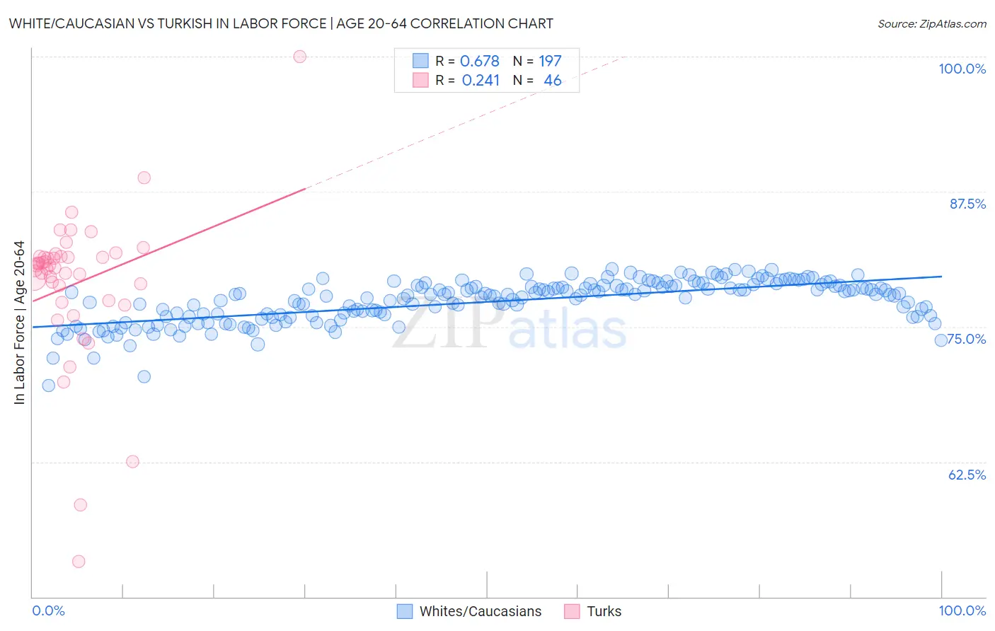 White/Caucasian vs Turkish In Labor Force | Age 20-64