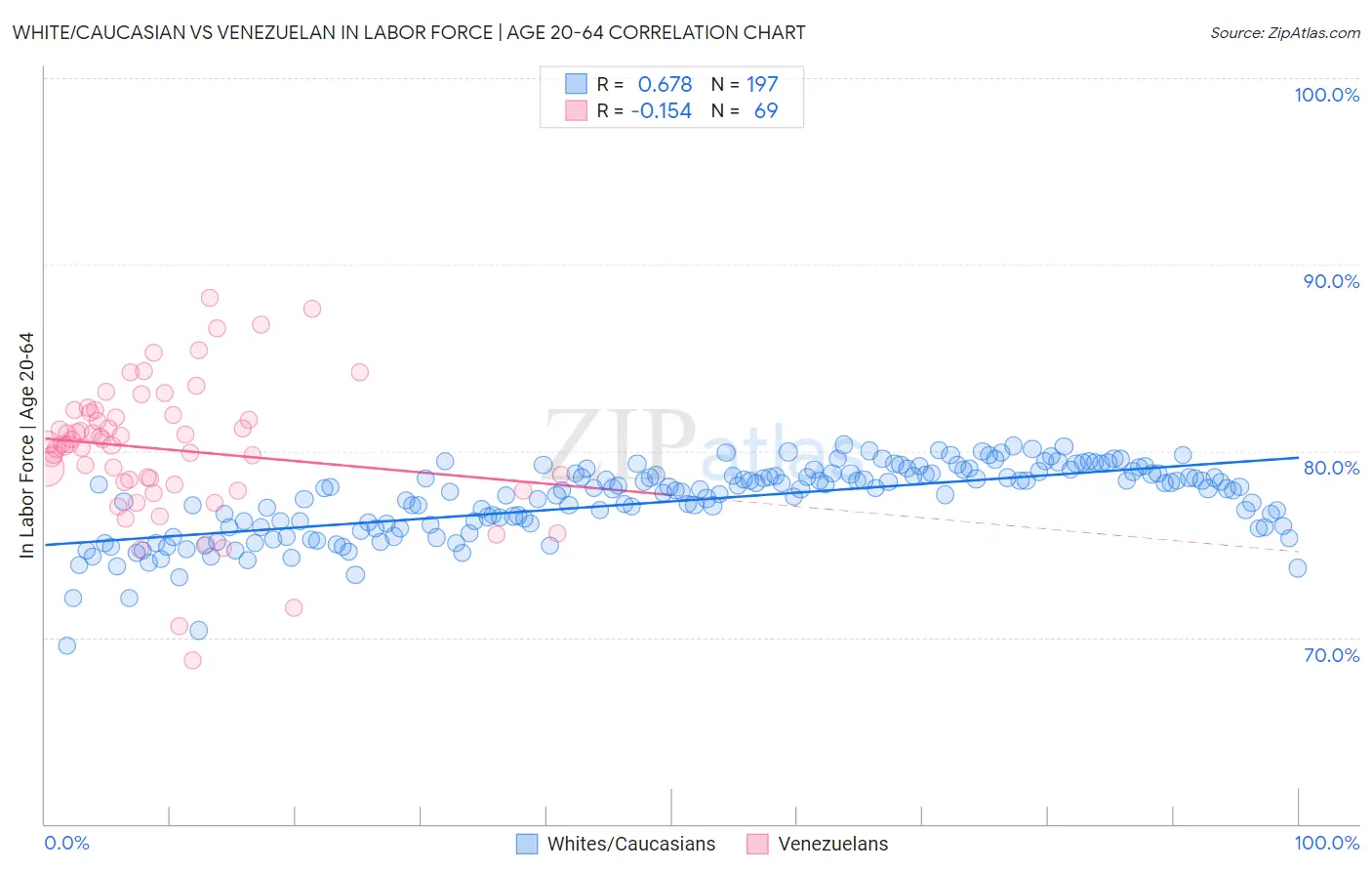 White/Caucasian vs Venezuelan In Labor Force | Age 20-64