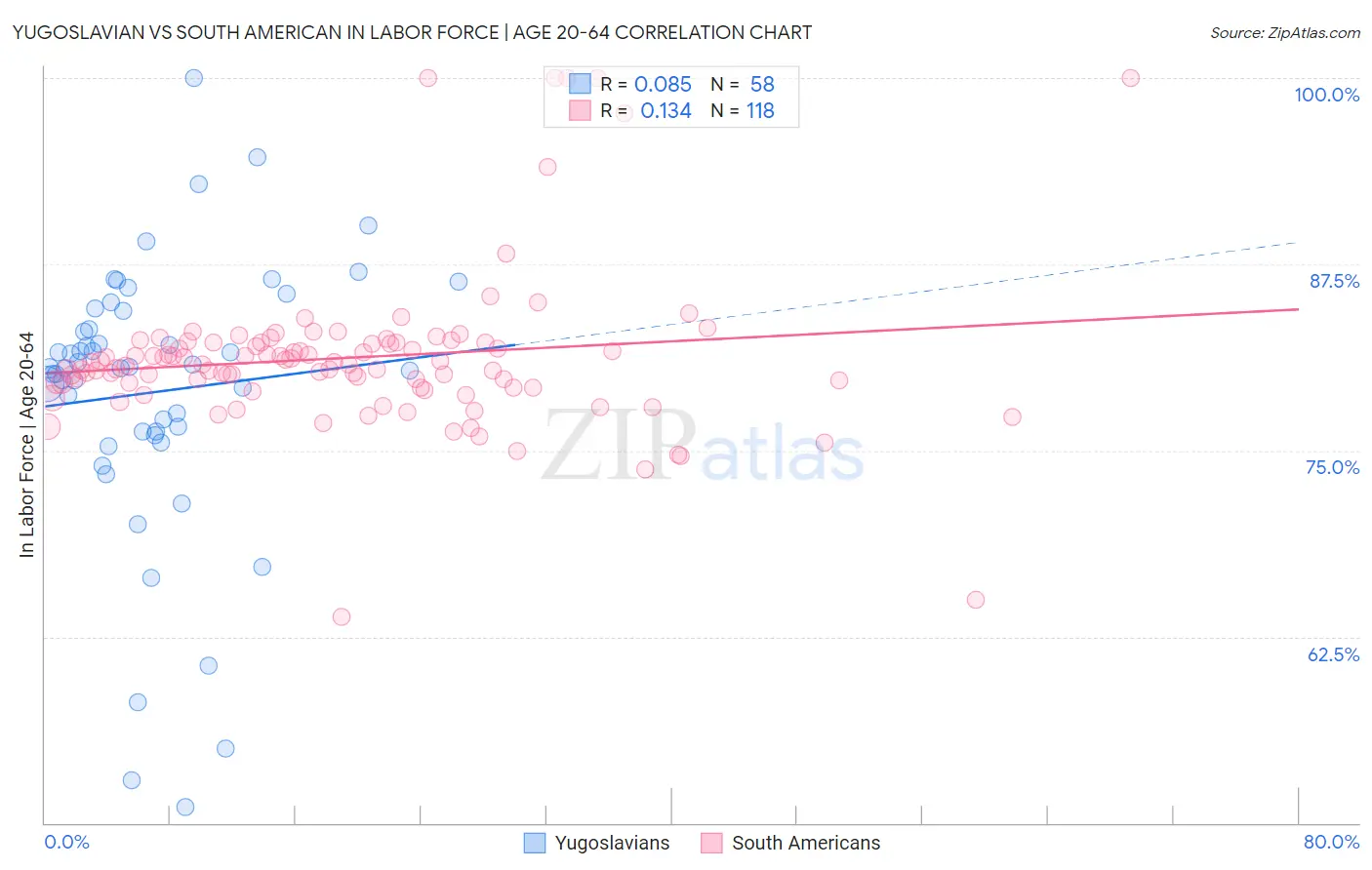 Yugoslavian vs South American In Labor Force | Age 20-64