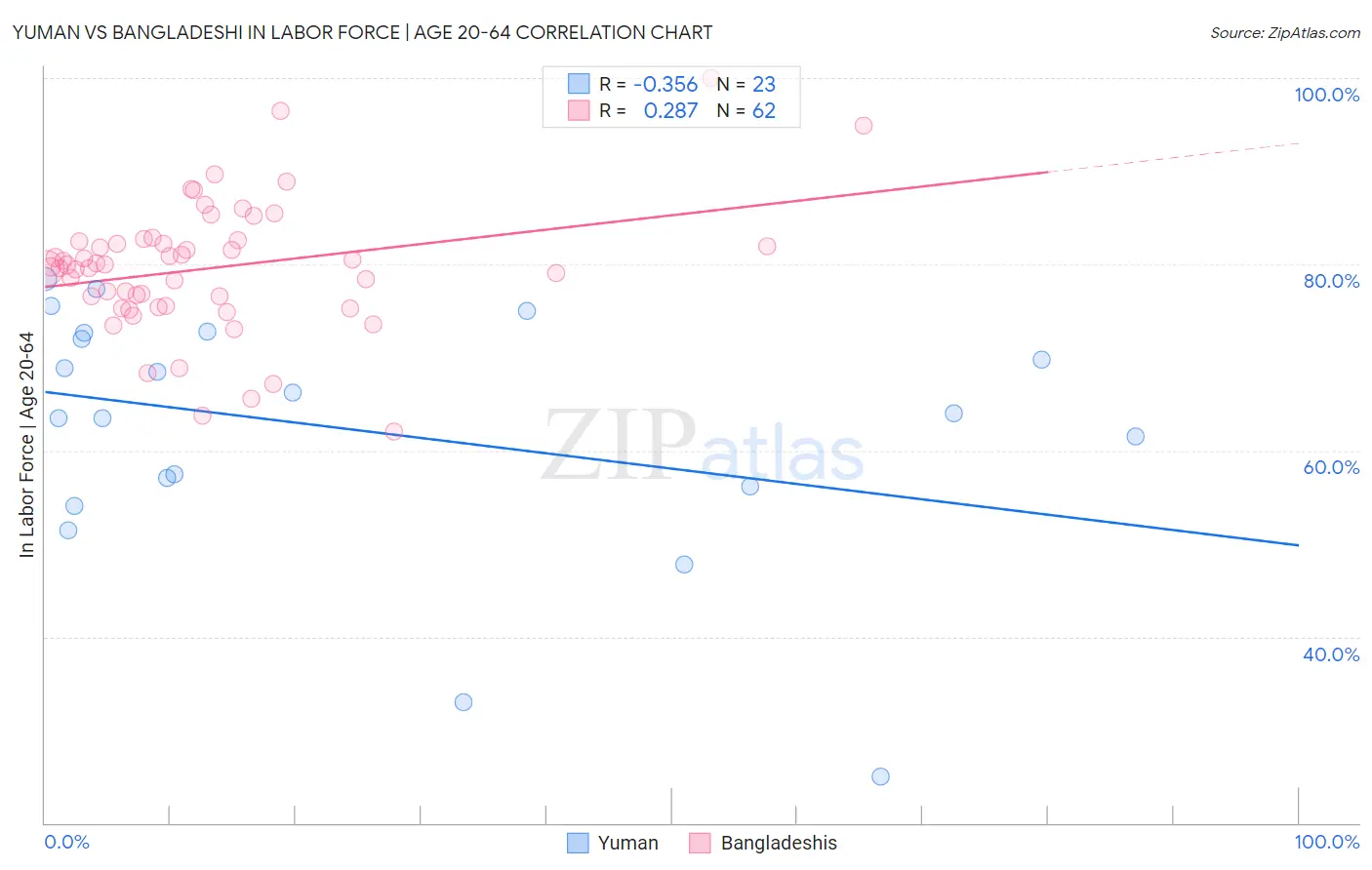 Yuman vs Bangladeshi In Labor Force | Age 20-64