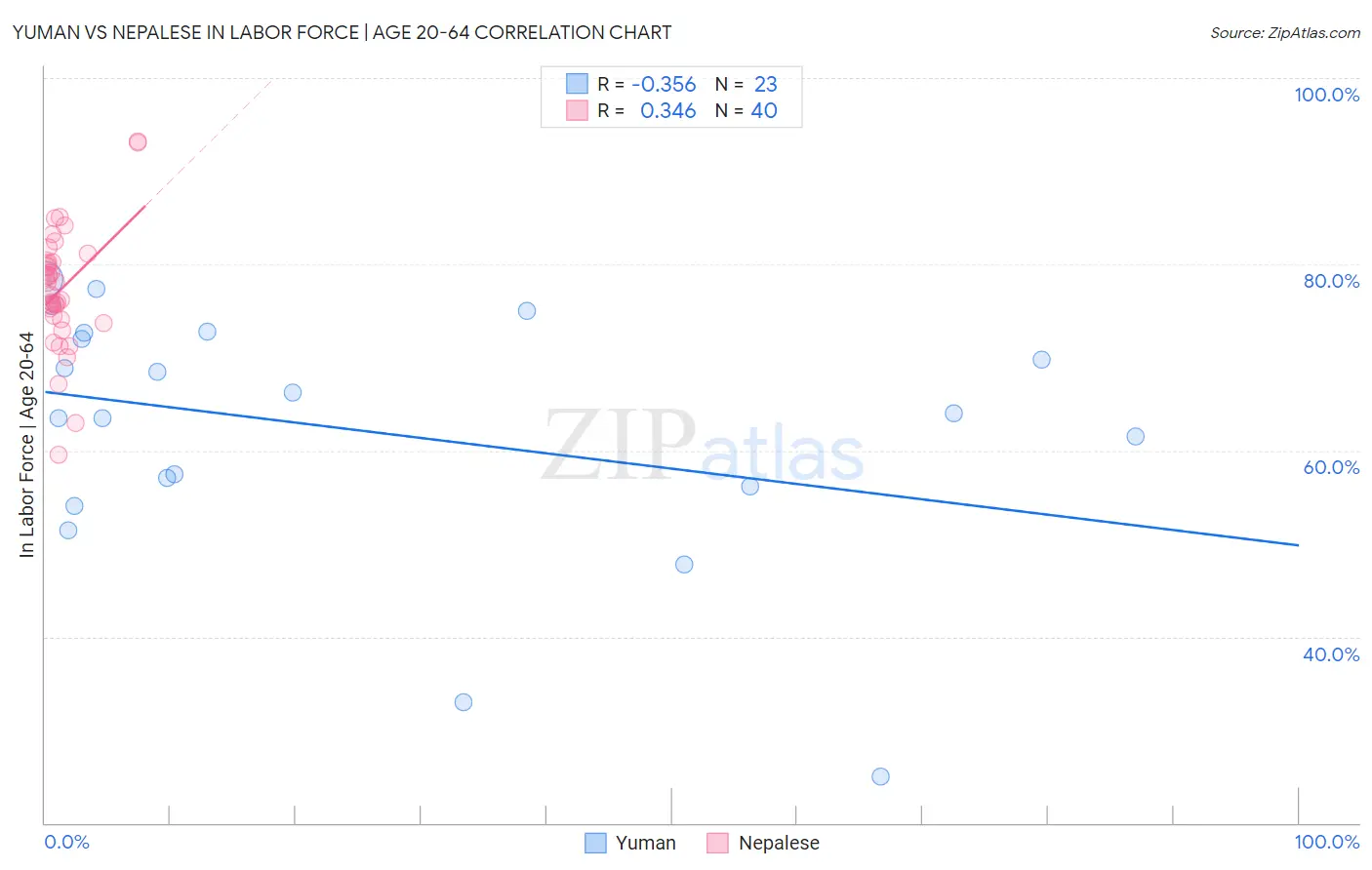 Yuman vs Nepalese In Labor Force | Age 20-64
