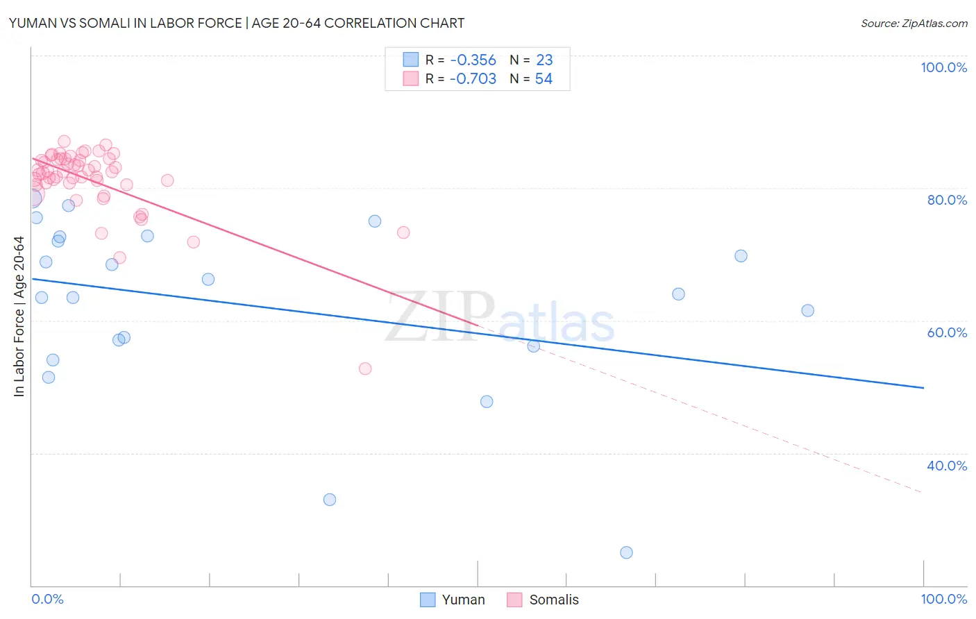 Yuman vs Somali In Labor Force | Age 20-64
