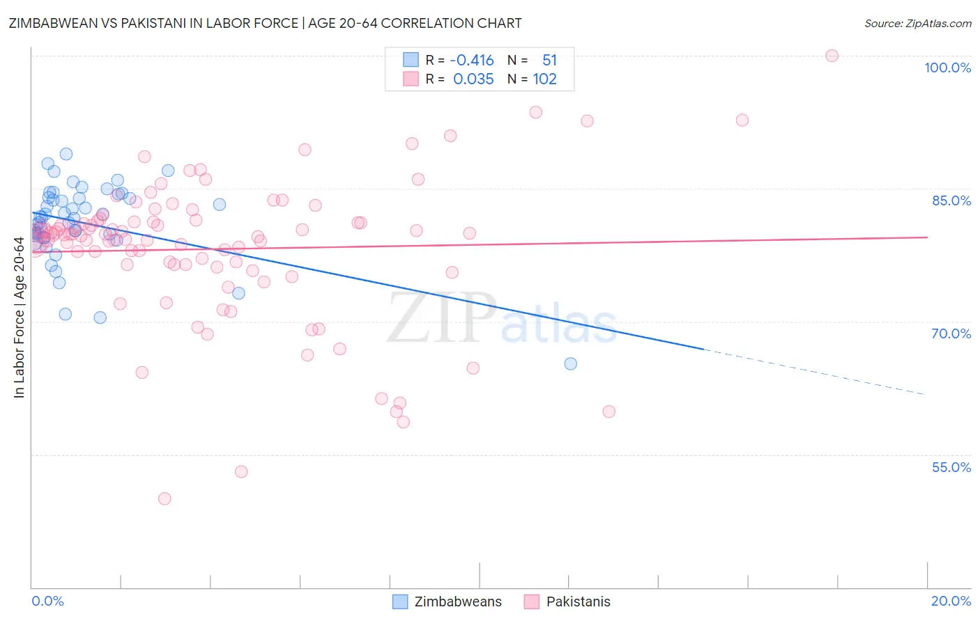 Zimbabwean vs Pakistani In Labor Force | Age 20-64