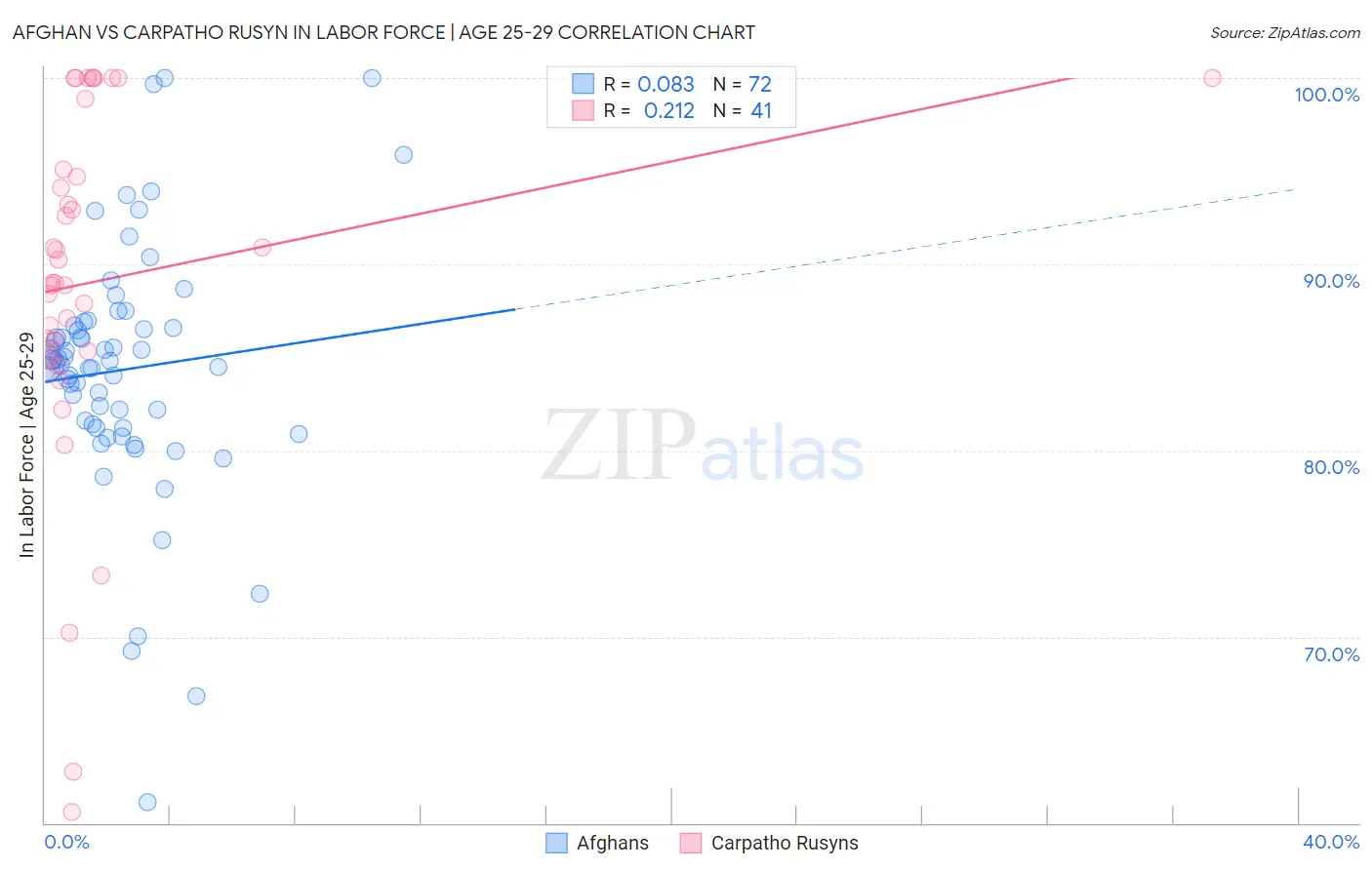 Afghan vs Carpatho Rusyn In Labor Force | Age 25-29