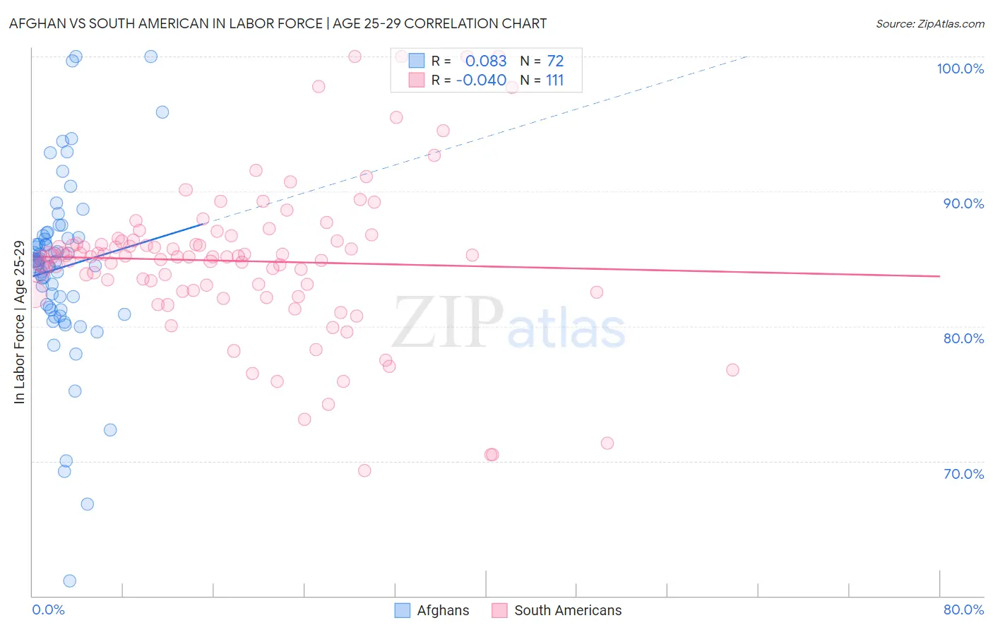 Afghan vs South American In Labor Force | Age 25-29