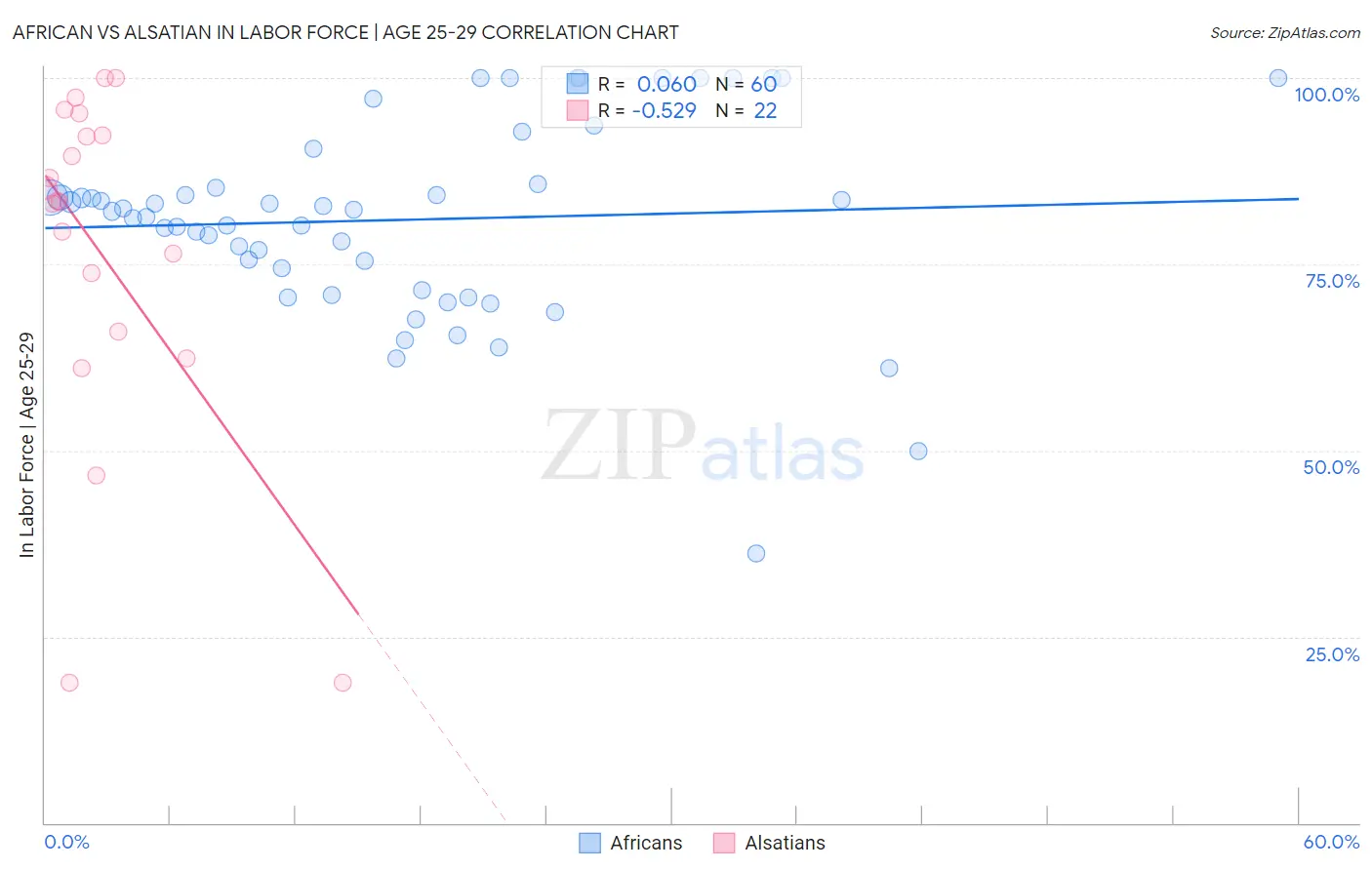 African vs Alsatian In Labor Force | Age 25-29