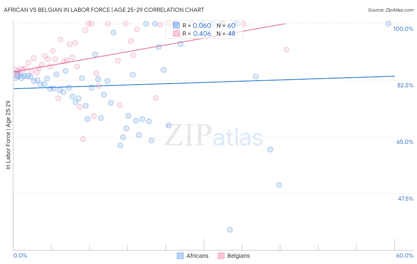 African vs Belgian In Labor Force | Age 25-29