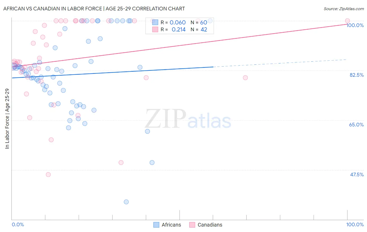 African vs Canadian In Labor Force | Age 25-29