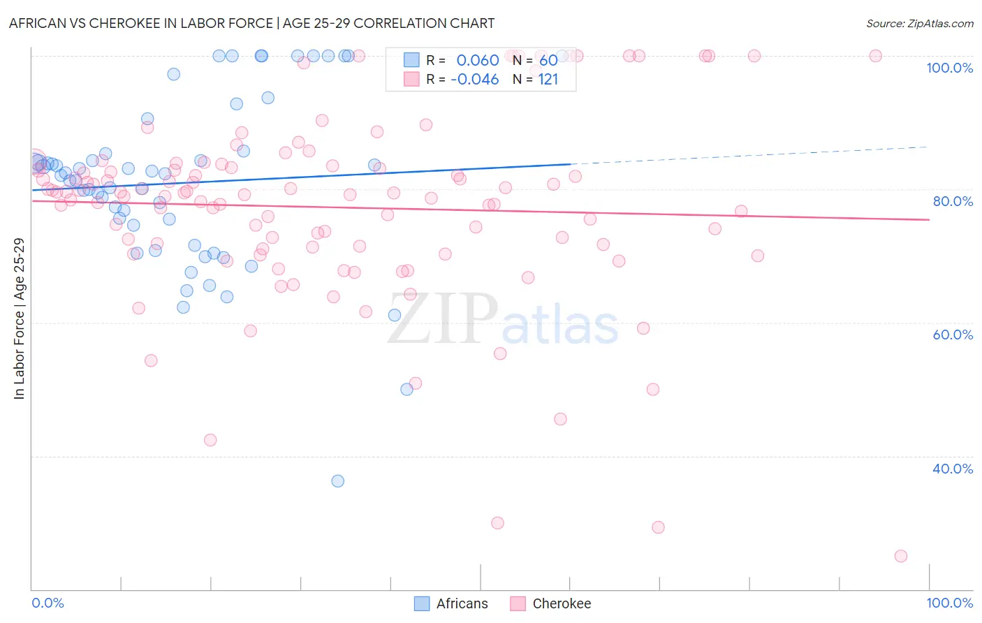 African vs Cherokee In Labor Force | Age 25-29