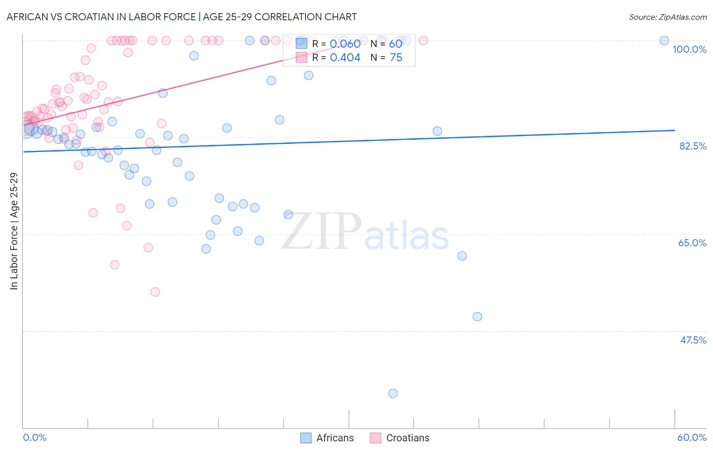 African vs Croatian In Labor Force | Age 25-29