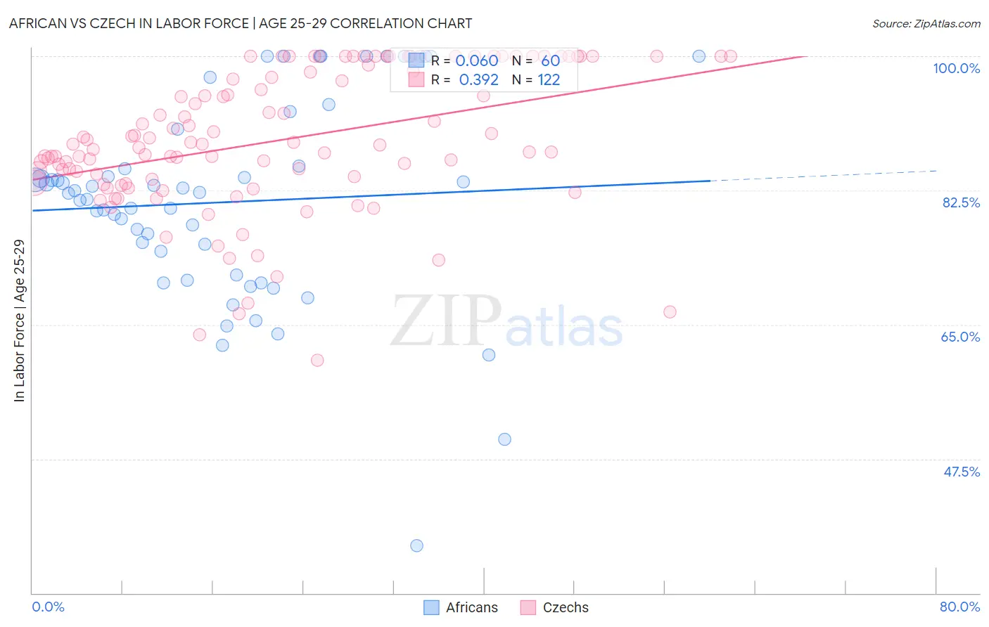 African vs Czech In Labor Force | Age 25-29