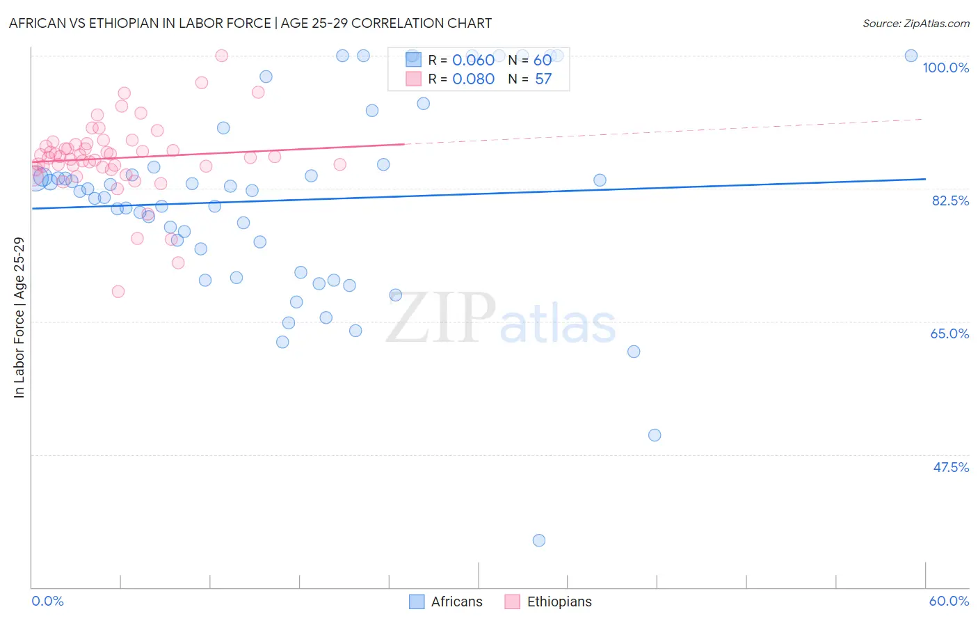 African vs Ethiopian In Labor Force | Age 25-29