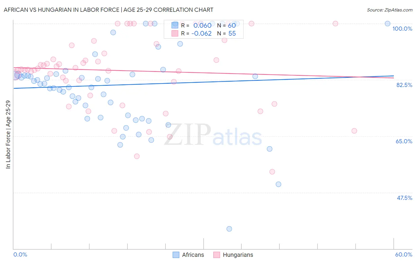African vs Hungarian In Labor Force | Age 25-29