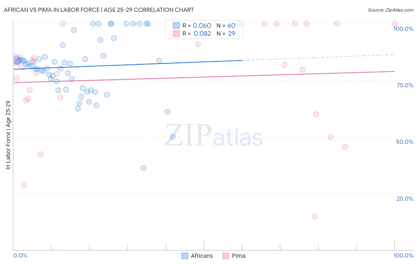 African vs Pima In Labor Force | Age 25-29