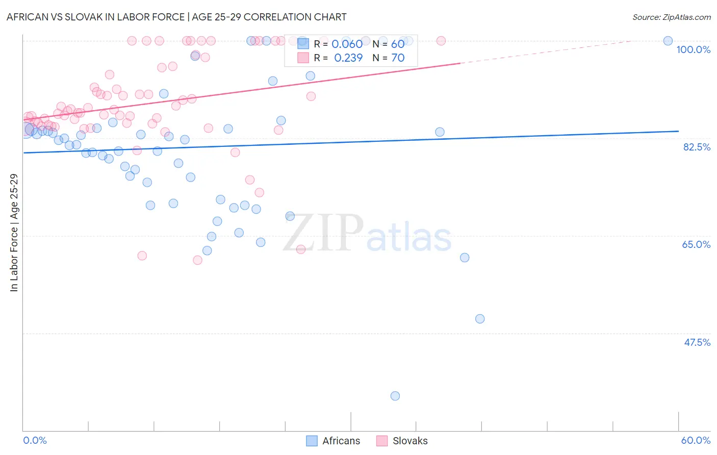 African vs Slovak In Labor Force | Age 25-29