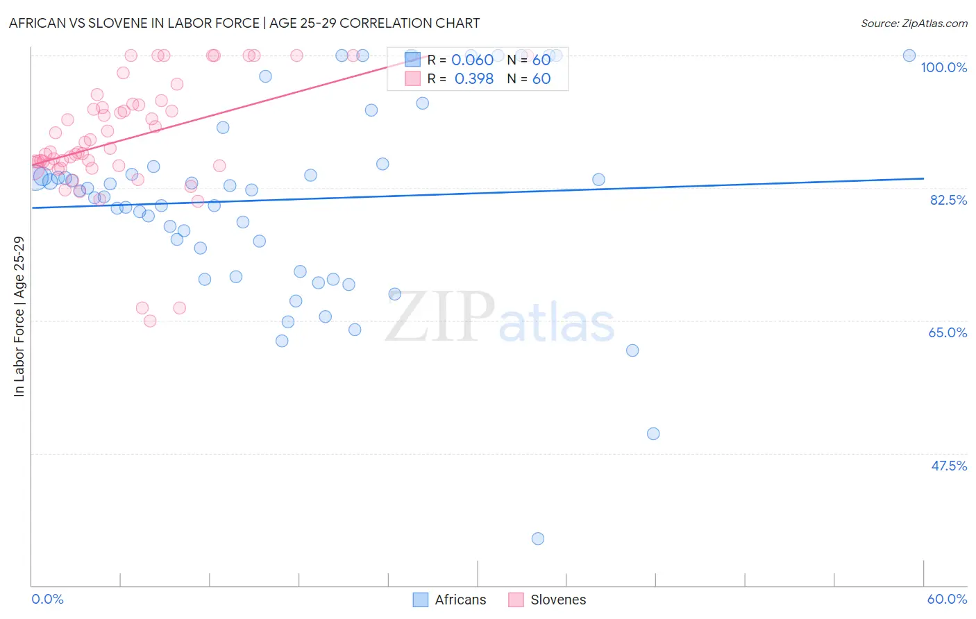 African vs Slovene In Labor Force | Age 25-29