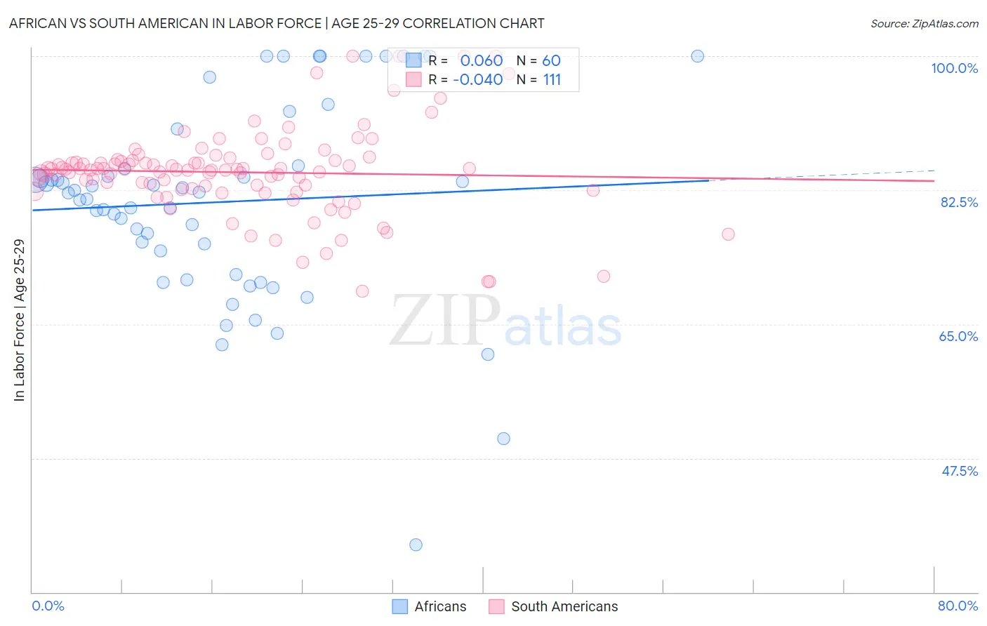 African vs South American In Labor Force | Age 25-29