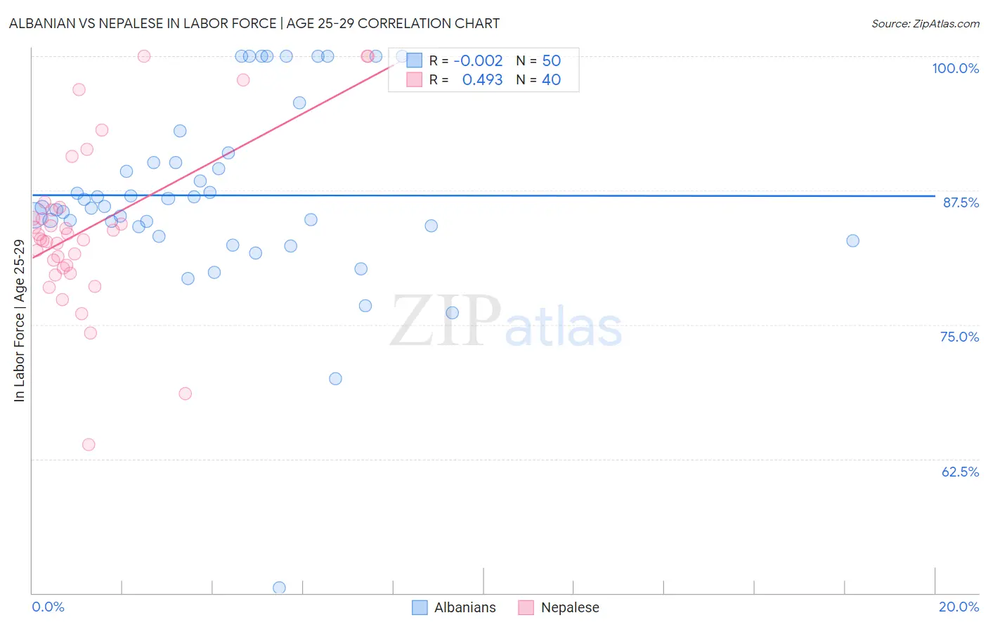 Albanian vs Nepalese In Labor Force | Age 25-29