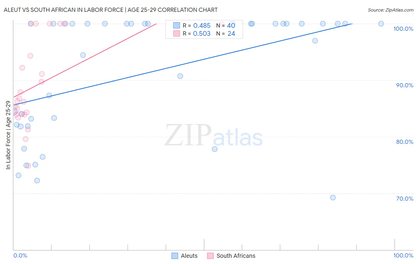 Aleut vs South African In Labor Force | Age 25-29