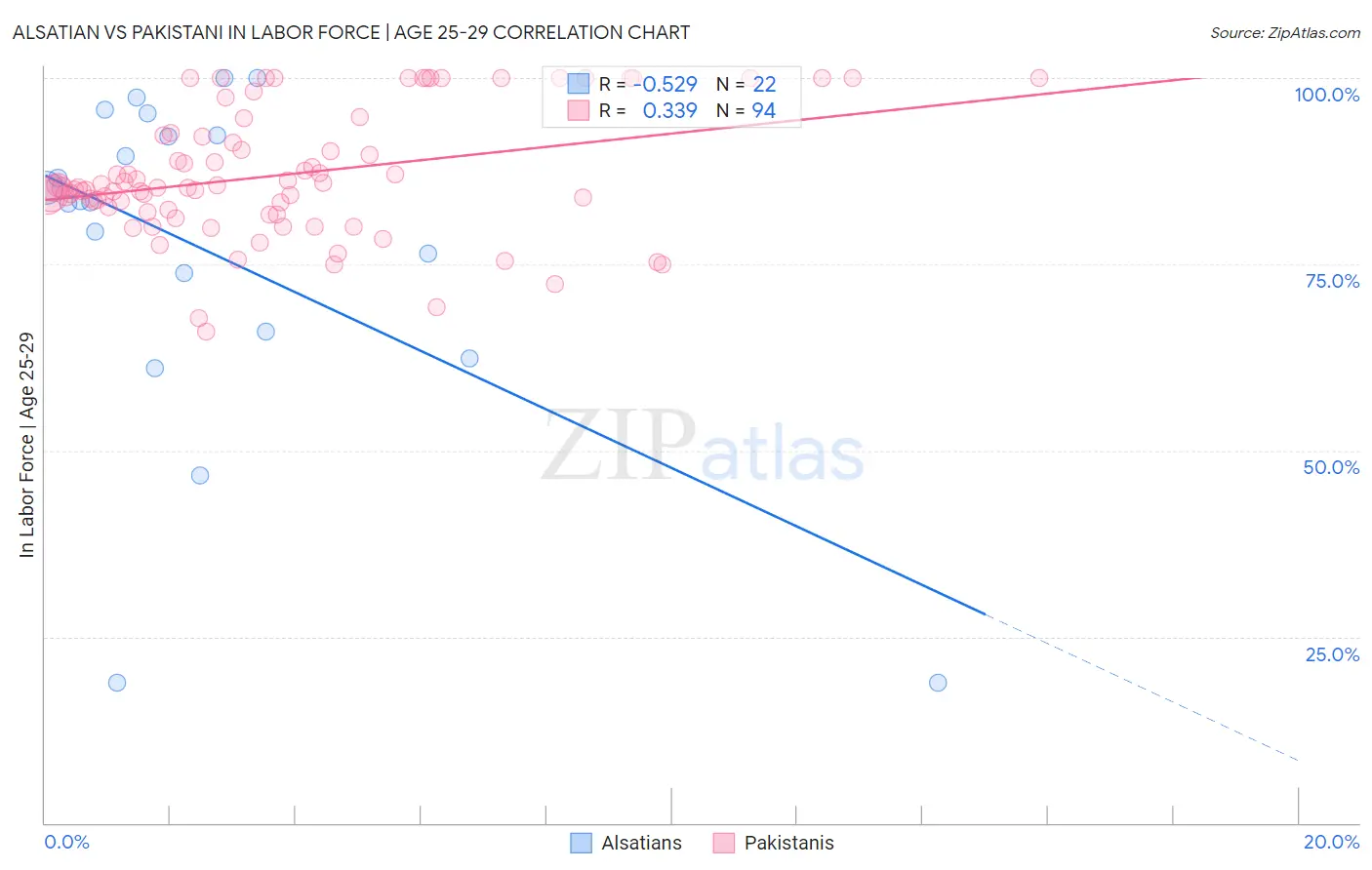 Alsatian vs Pakistani In Labor Force | Age 25-29