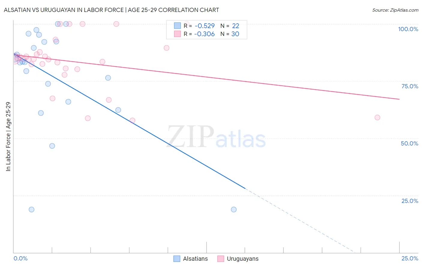 Alsatian vs Uruguayan In Labor Force | Age 25-29