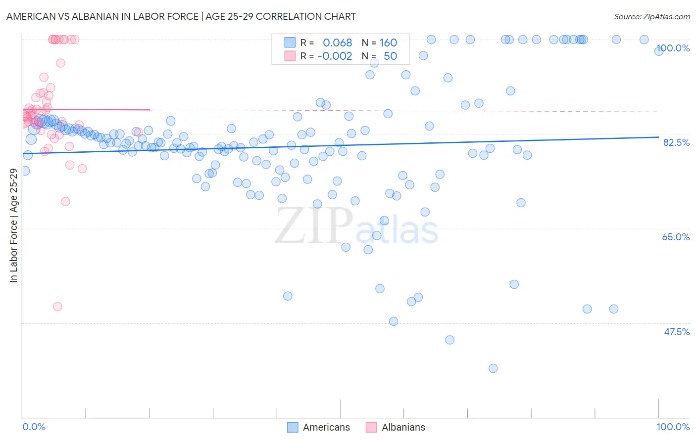 American vs Albanian In Labor Force | Age 25-29