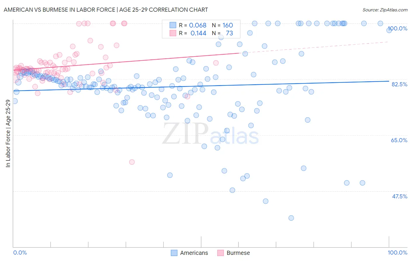 American vs Burmese In Labor Force | Age 25-29