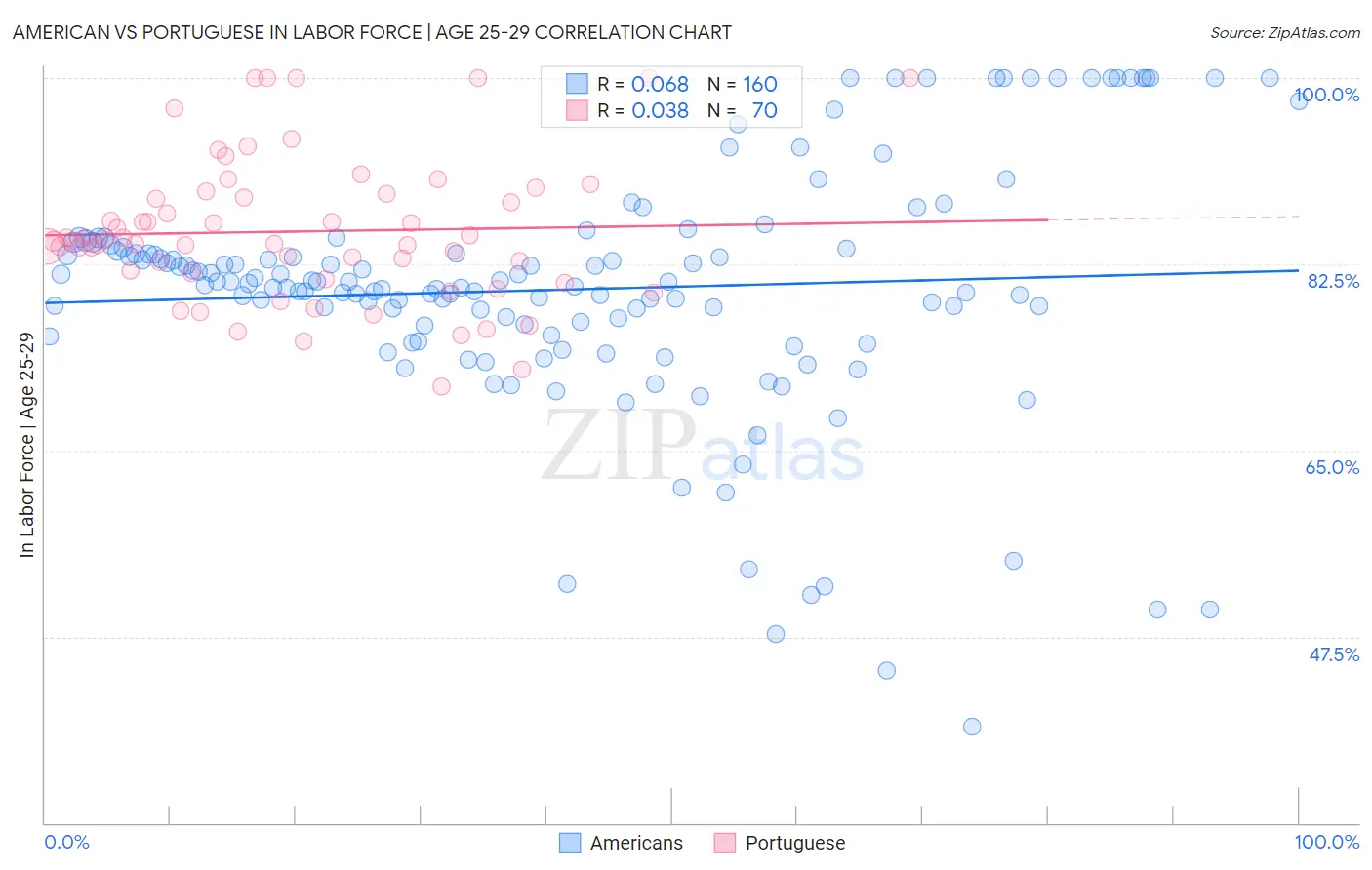 American vs Portuguese In Labor Force | Age 25-29