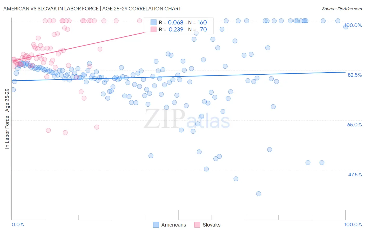 American vs Slovak In Labor Force | Age 25-29