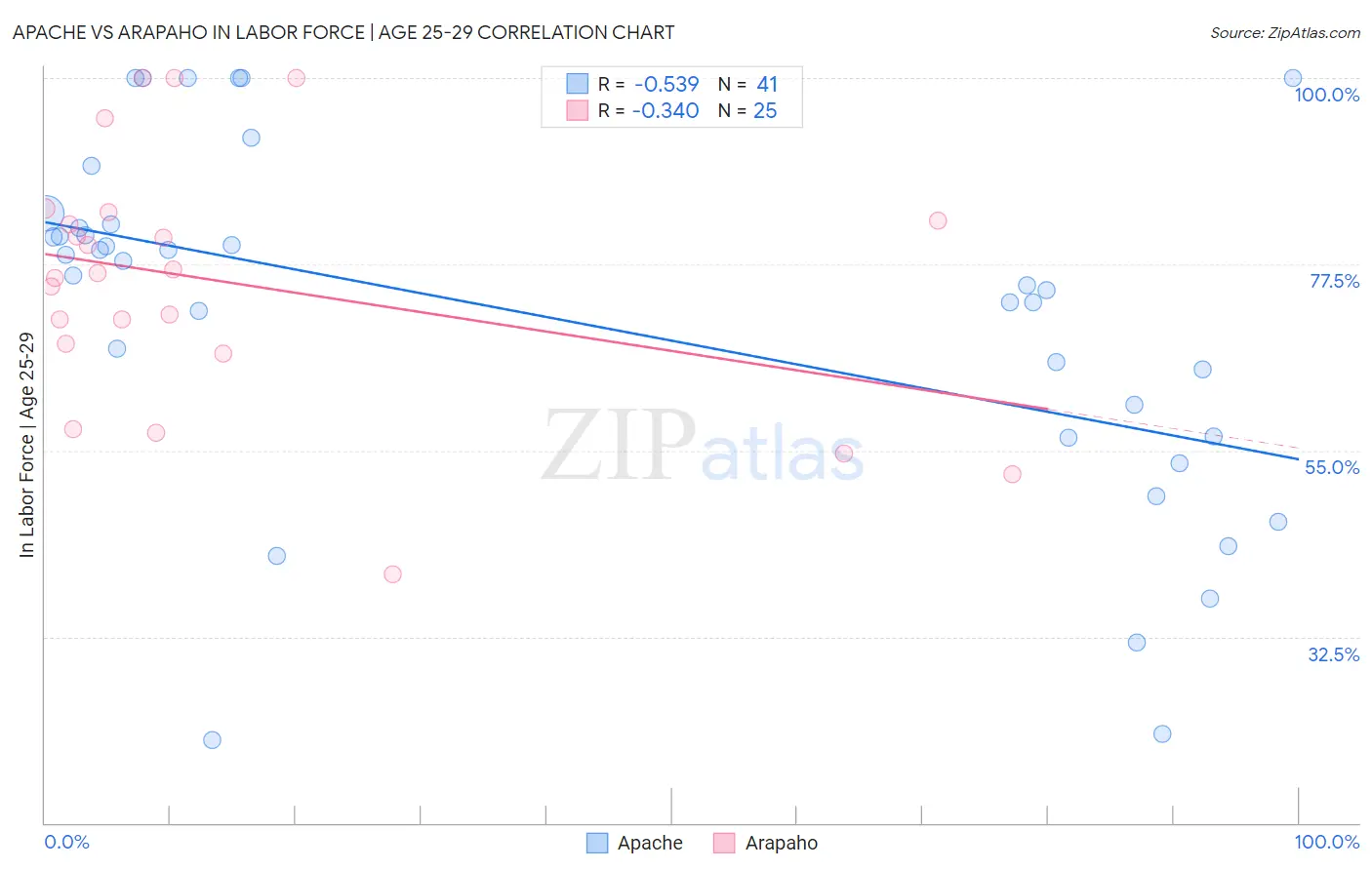 Apache vs Arapaho In Labor Force | Age 25-29