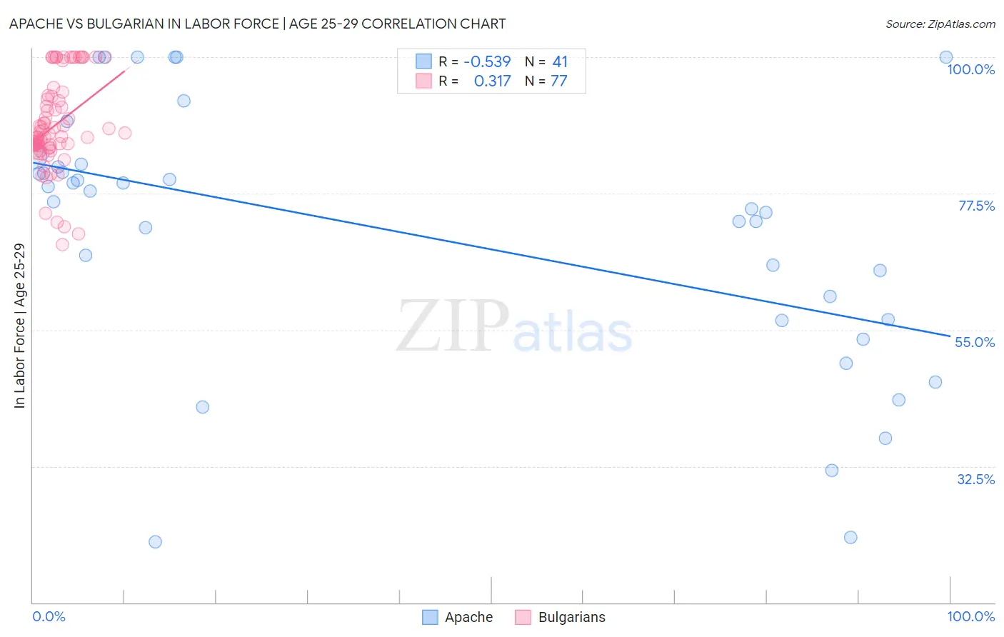 Apache vs Bulgarian In Labor Force | Age 25-29