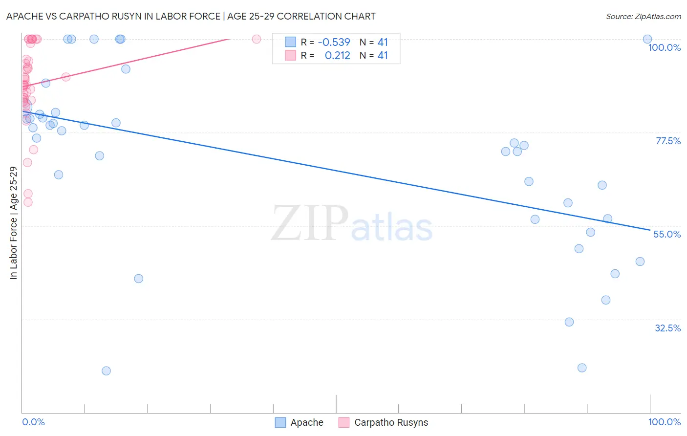 Apache vs Carpatho Rusyn In Labor Force | Age 25-29