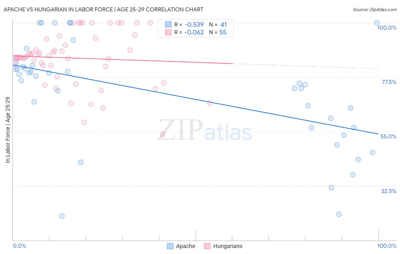 Apache vs Hungarian In Labor Force | Age 25-29