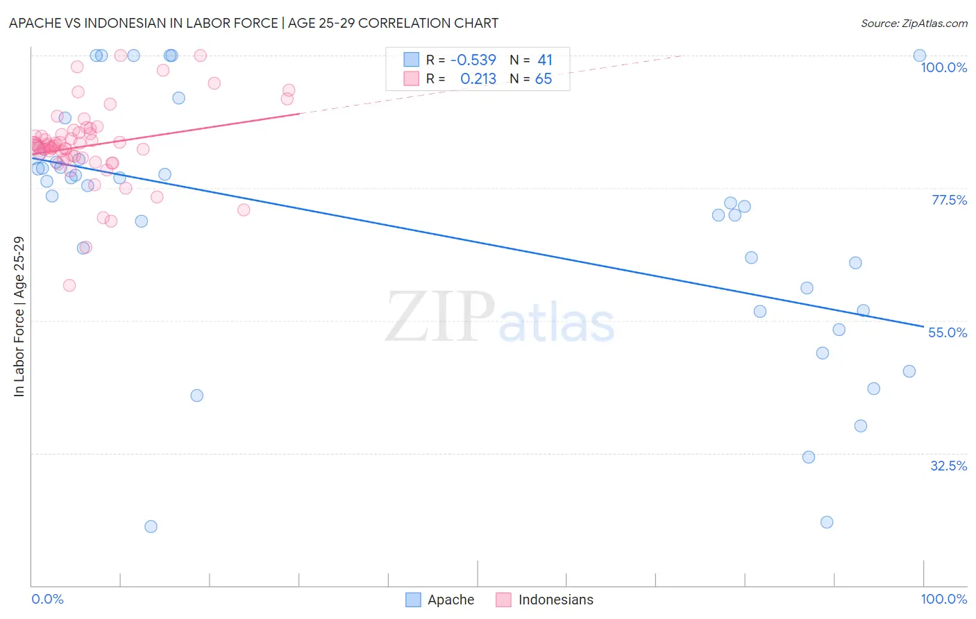 Apache vs Indonesian In Labor Force | Age 25-29