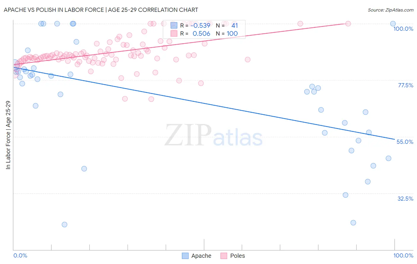 Apache vs Polish In Labor Force | Age 25-29