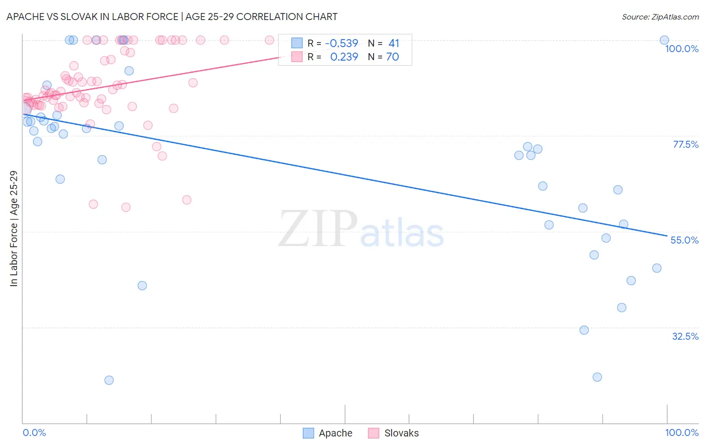 Apache vs Slovak In Labor Force | Age 25-29