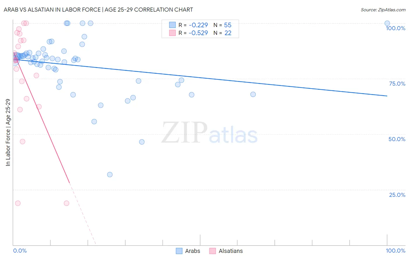 Arab vs Alsatian In Labor Force | Age 25-29
