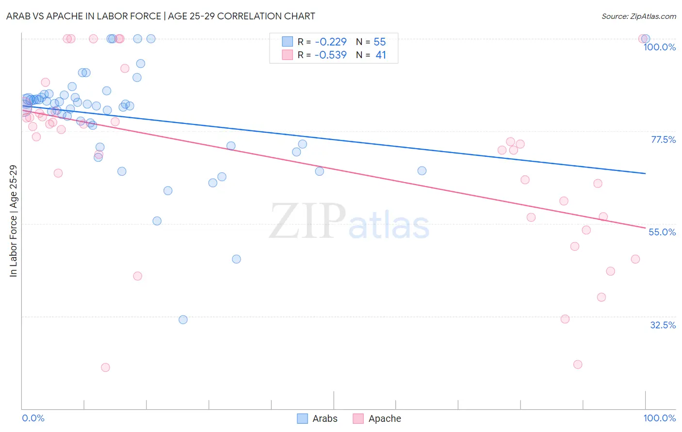 Arab vs Apache In Labor Force | Age 25-29