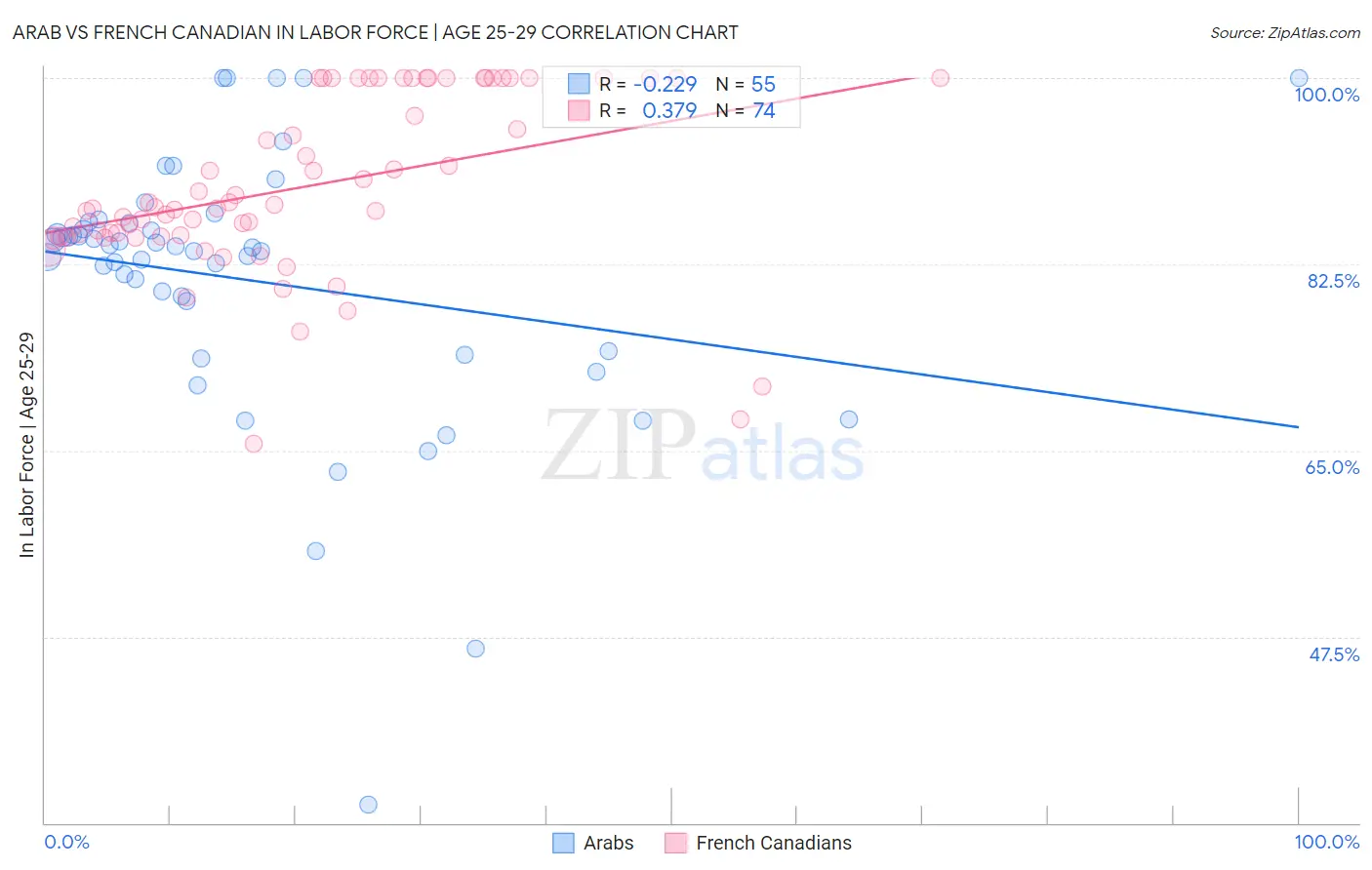 Arab vs French Canadian In Labor Force | Age 25-29