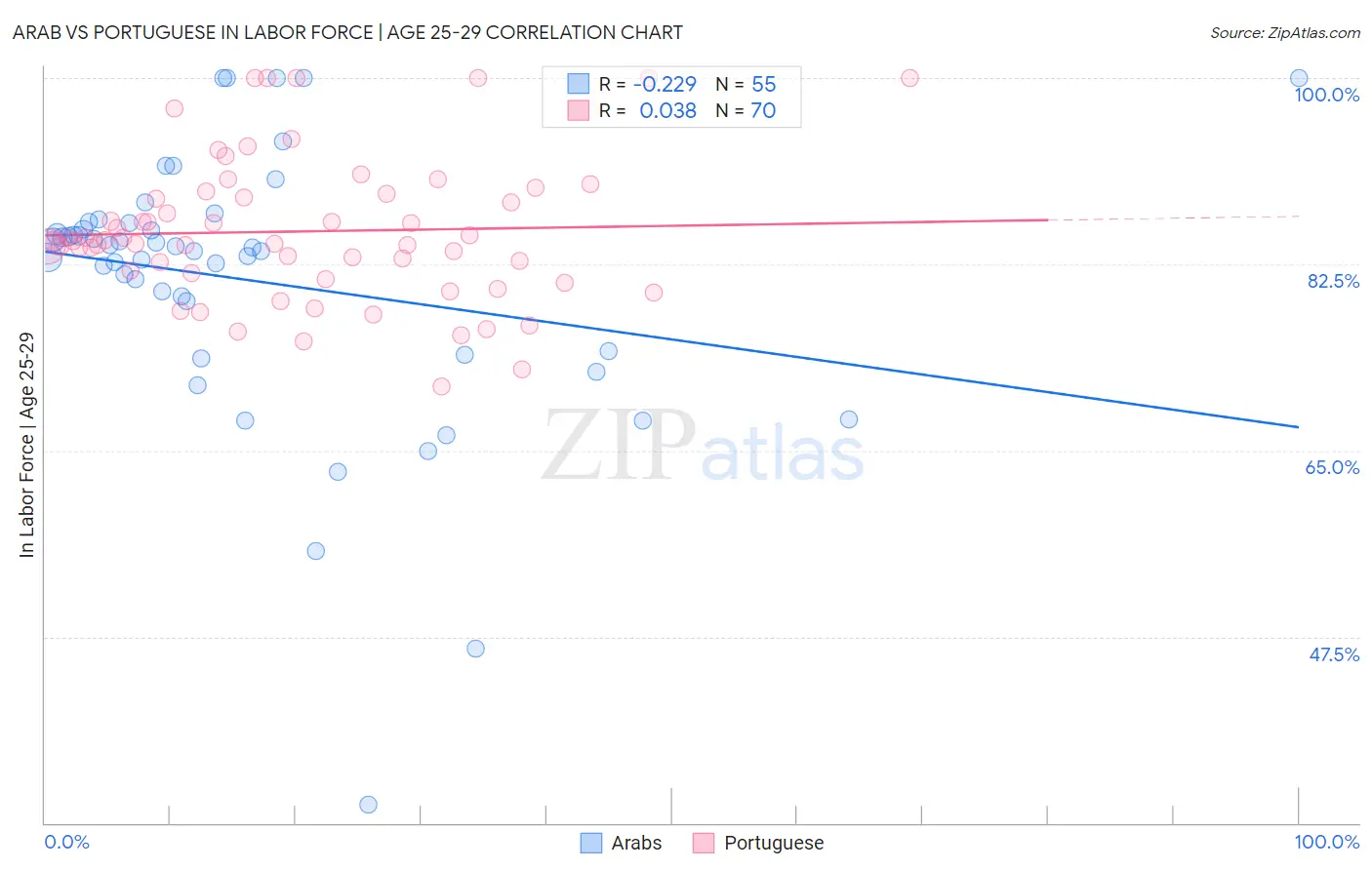 Arab vs Portuguese In Labor Force | Age 25-29